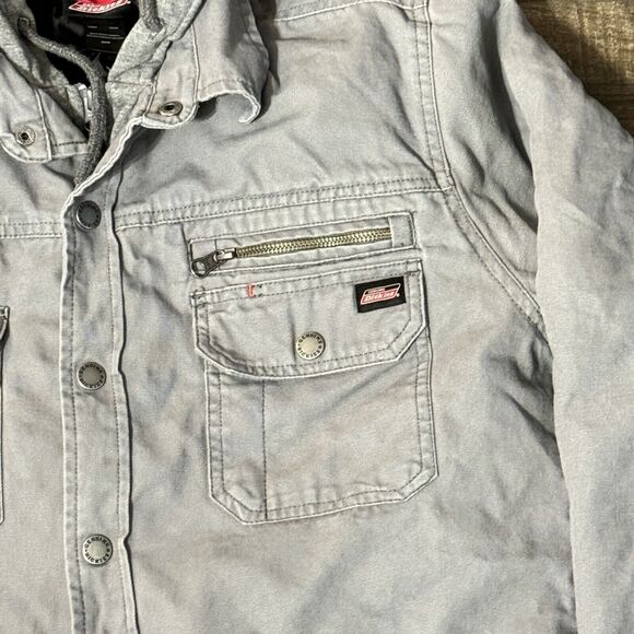 Dickies Work Coat Mens Medium Gray Hoodie Lined Work Jacket RN20697 - Picture 2 of 4